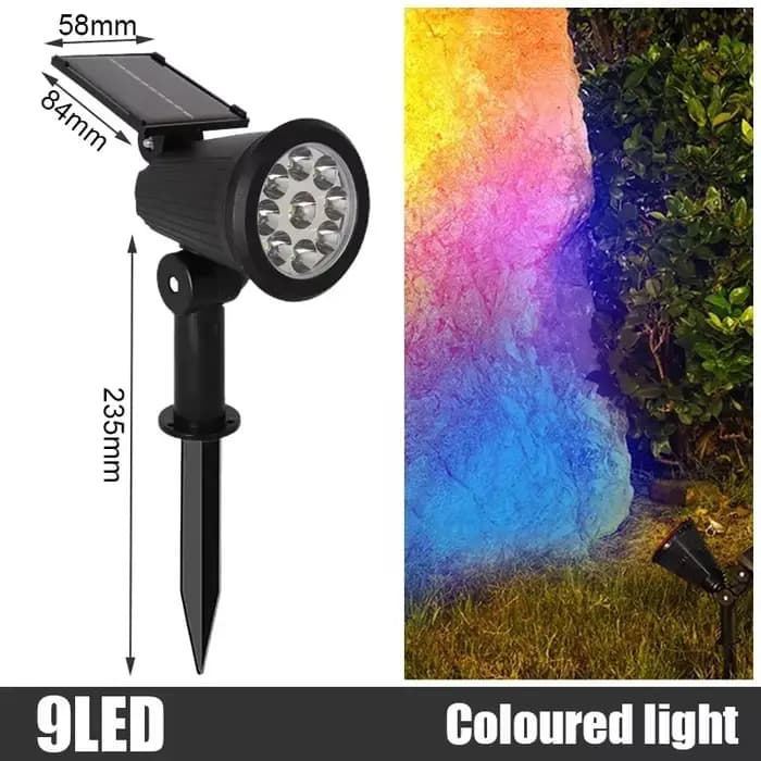 Lampes solaires de jardin 9 LED blanc/chaud/RGB, projecteur encastré/mural, IP65 étanche, éclairage