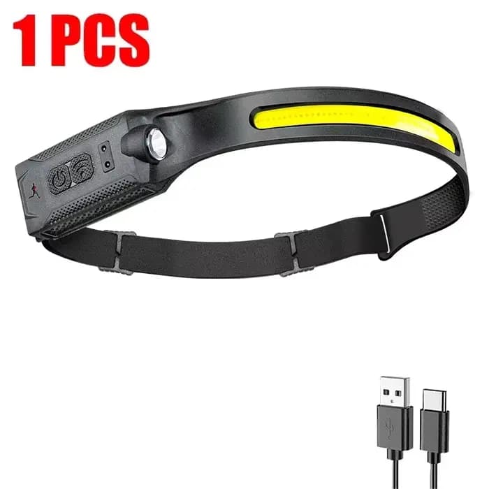 Lampe frontale LED rechargeable à 3 modes d'éclairage, lampe de poche avec batterie intégrée, lumièr