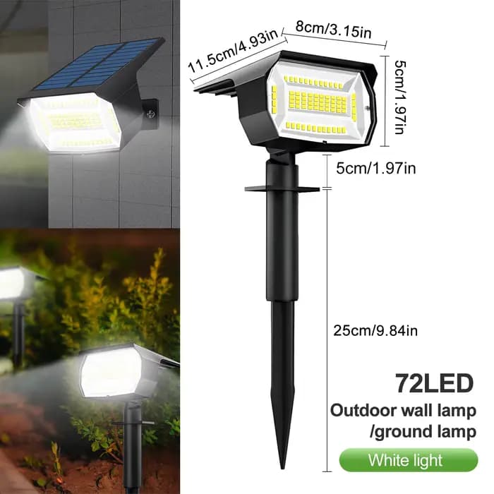 72/68 LED lumières de paysage solaire extérieure IP65 lumière solaire étanche avec 3 Modes projecteu