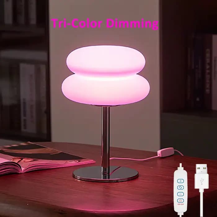 Lampe de table LED en forme de champignon avec prise USB pour chambre à coucher, salon et salle à ma