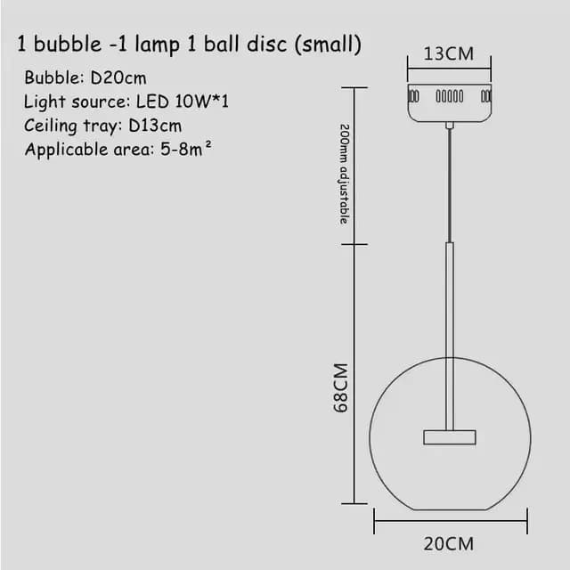 Lustre à bulles en verre transparent, éclairage de salle à manger, salon, lampe suspendue Post-moder