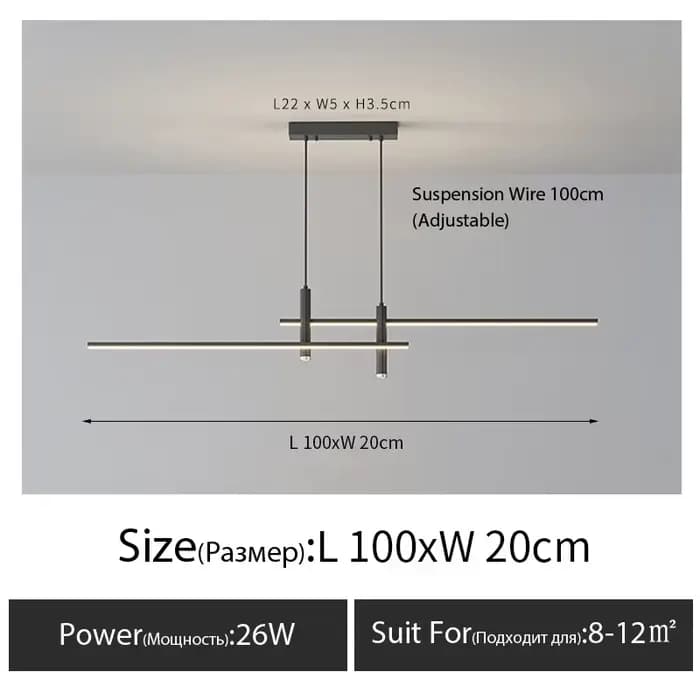 Lustre de salle à manger, lignes simples et modernes, style minimaliste nordique, luminaire de table