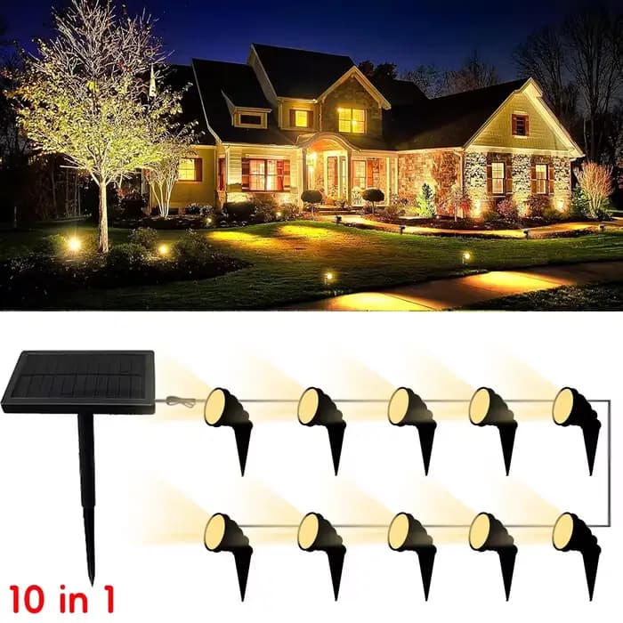 Lampe d'éclairage solaire extérieur de paysage 7M 10 LED lumières de pelouse imperméables blanches c
