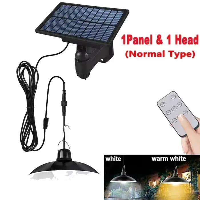 Plafonnier LED Solaire d'Extérieur, Lampe Suspendue Étanche à Double Tête, Décorations avec Télécomm