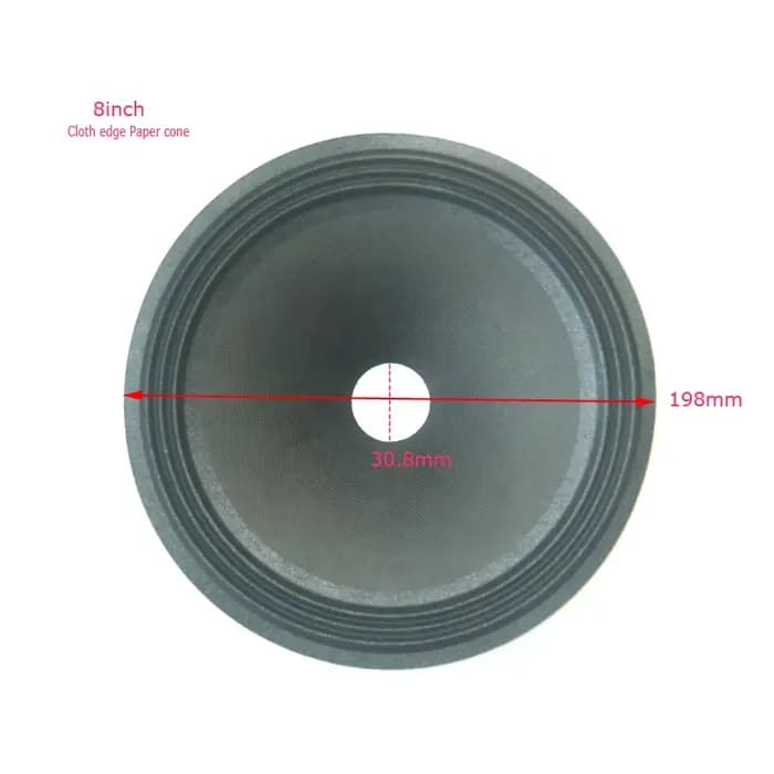 Lot de 4 cônes en papier pour haut-parleur de 8 pouces (198x30.8x40mm) avec suspension en tissu, piè