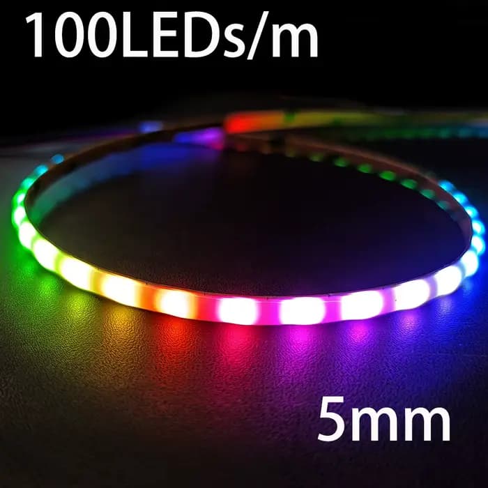 Bande lumineuse LED RGB 2812b, 5mm, DC 5V, 12V, flexible, diode, décor, écran TV, rétro-éclairage, p