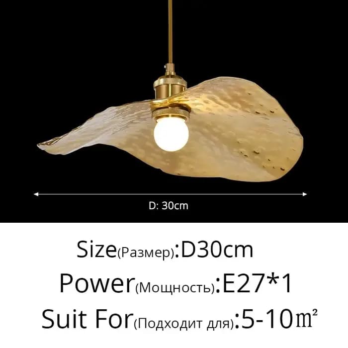 Lampe suspendue feuille de Lotus, en laiton martelé, pour salon, salle à manger, chambre à coucher,