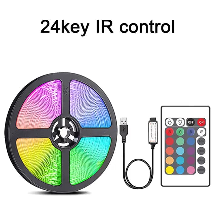 Bande lumineuse Led avec télécommande à 44 touches, 1m, 5m, 10m, 20m, RGB, pour salle murale, maison