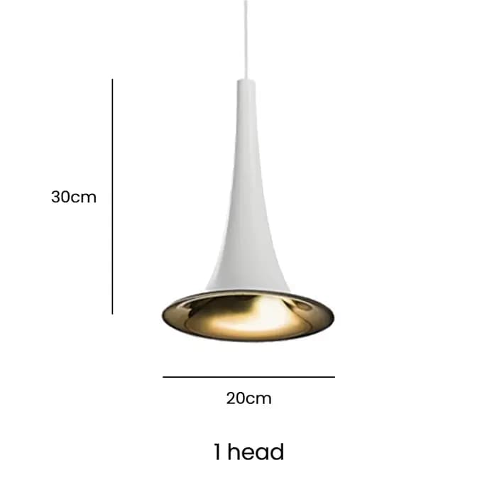 Lampe suspendue dorée et blanche au design nordique, design minimaliste, luminaire décoratif d'intér