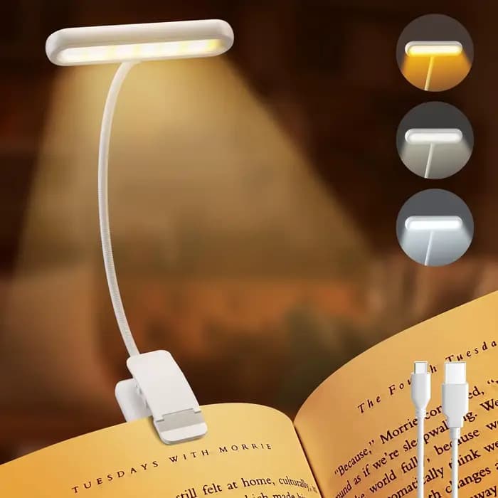 LED livre lumière lampe de lecture soin des yeux Clip-on USB Rechargeable lampe à intensité variable