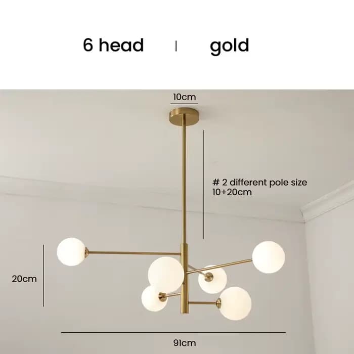 Lustre en cuivre doré avec boule de verre, lustre pour salle à manger, lustre pour îlot de cuisine,