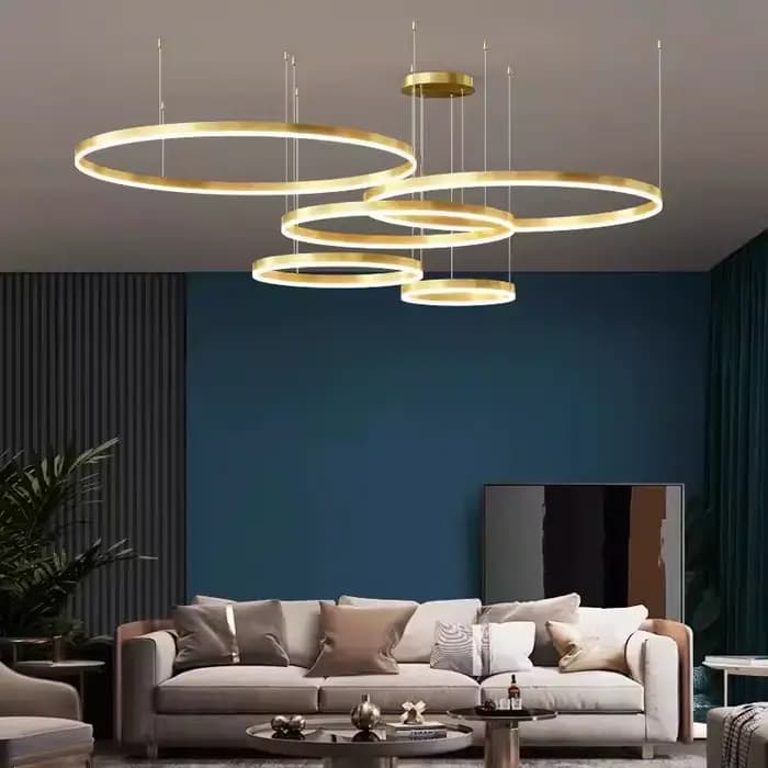 Lustre LED circulaire nordique en aluminium pour chambre à coucher, salon, suspension lumineuse, lum