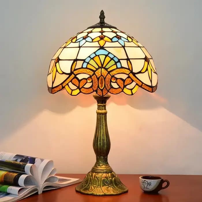 Lampe de Table turque Tiffany vitrail avec libellules, lampe de bureau Vintage pour chambre à couche