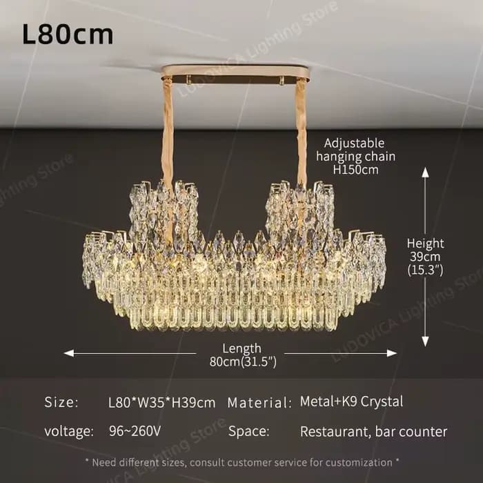 Lustres en cristal de luxe Lustre suspendu haut de gamme Villa salon Hall éclairage Lustre Table à m