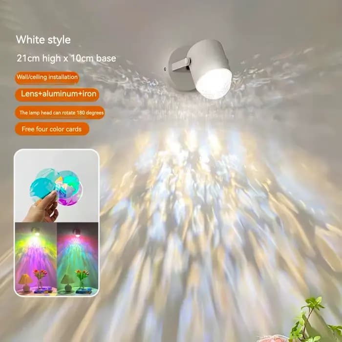 Applique murale à ondulation de l'eau, petite veilleuse, lumière d'ombre, humeur rotative, chevet, l