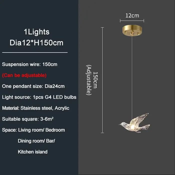 Lustre LED en forme d'oiseau pour escalier, luminaire suspendu de luxe pour salon, lampe en acryliqu