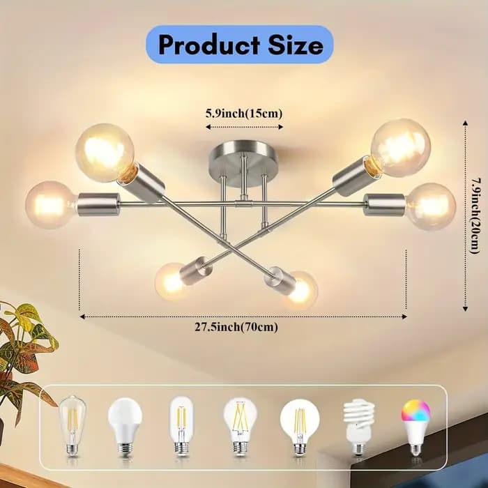 Plafonnier LED Semi Encastré au Design Moderne, Luminaire Décoratif de Plafond, en Cuivre Chromé, Id