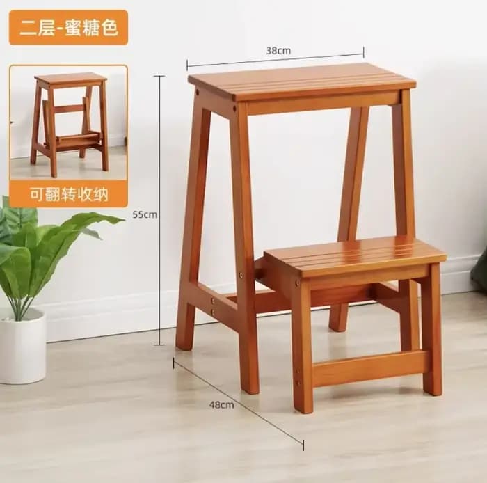 Chaise à échelle en bois massif, chaise pliante à double usage, tabouret à pédale d'escalade intérie