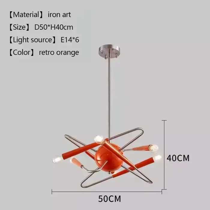 Plafonnier LED Sputnik Orange au Design Artistique, Éclairage d'Nik, Luminaire Décoratif de Plafond,