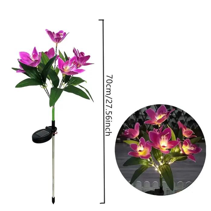 Lampe solaire LED Orchidée pour pelouse, éclairage paysager extérieur, lumières de sol pour mariage,