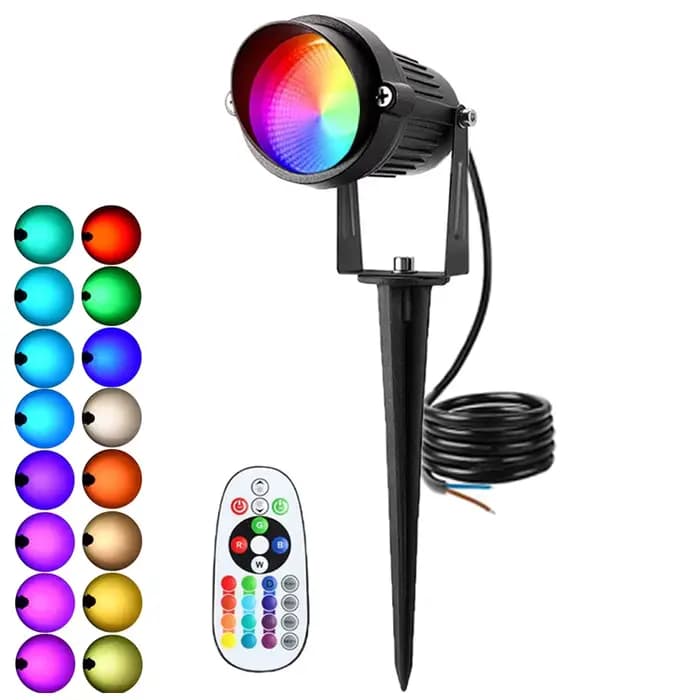 Éclairage paysager 10W RGBW 110V 220V, Spot LED extérieur étanche avec télécommande pour cour, jardi