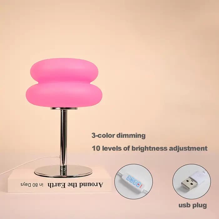 Lampe de chevet de chambre à coucher, lampe de table de style crémeux, prise USB, gradation tricolor