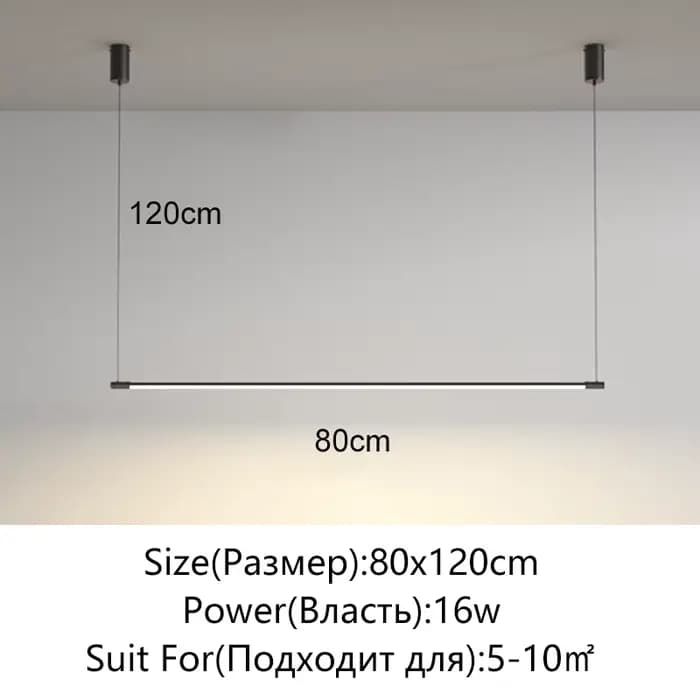 Lampe à suspension linéaire nordique minimaliste lustre horizontal îlot de cuisine Supension Table à
