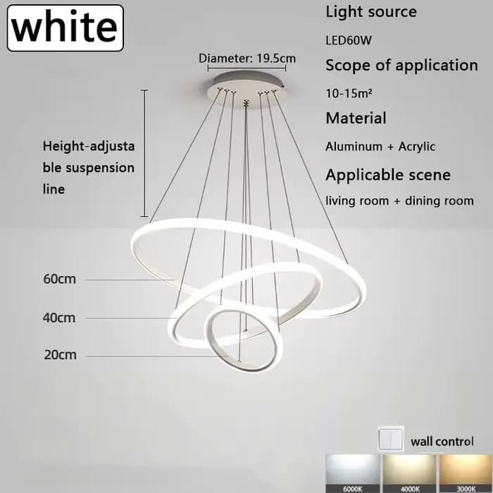 Lustres modernes à LED pour salle à manger, lustres simples en forme d'anneau, luminaires pour salon