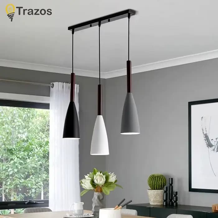 Lampes suspendues nordiques modernes, luminaires minimalistes simples, lampe multicolore à 3 têtes p