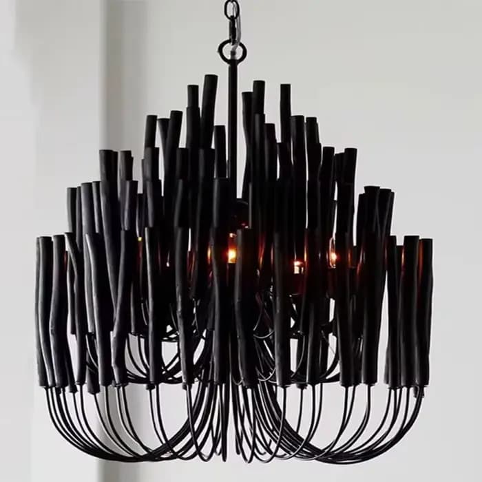 Boho Lustre Moderne De Luxe Blanc Noir Lampe En Bois Salon Lustre Lumière Restaurants Chambre Duplex