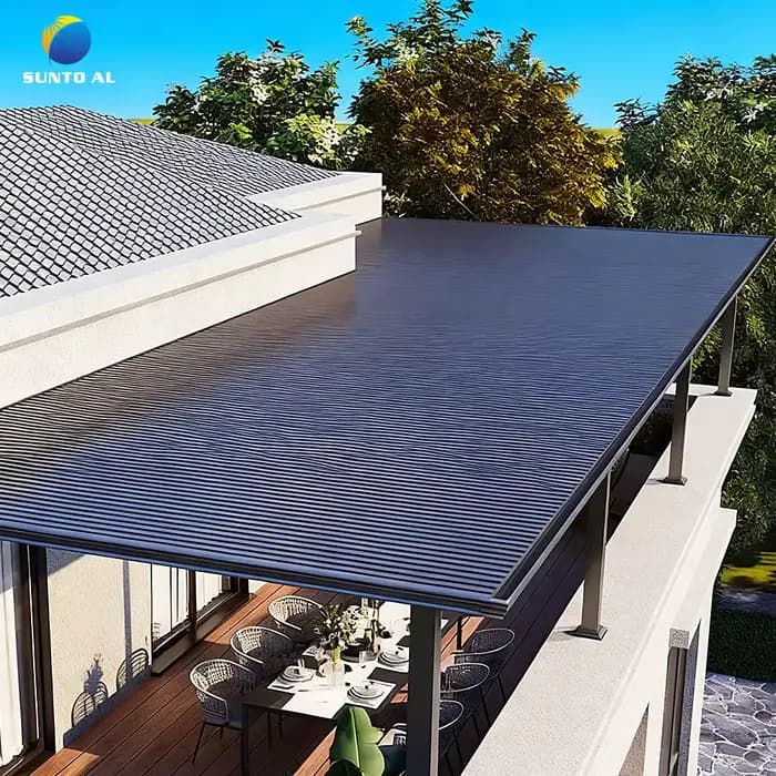 SUNTO extérieur aluminium balcon terrasse Pergola toit auvent enduit de poudre cadre monté mur Patio