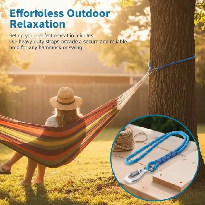 Corde de suspension pour hamac, 1 pièce, en nylon robuste avec crochet en métal, adaptée aux hamacs