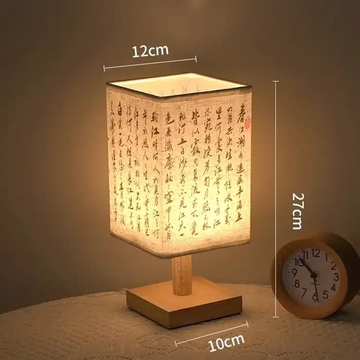 LED décoration lampes de Table Simple Dimmable prise veilleuse tissu abat-jour carré chambre Style c