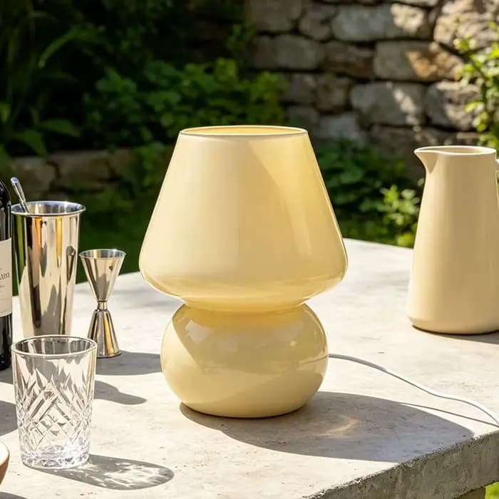 Lampe de table en verre de Murano, moderne, simple, texturée, en forme de champignon, lampe de cheve