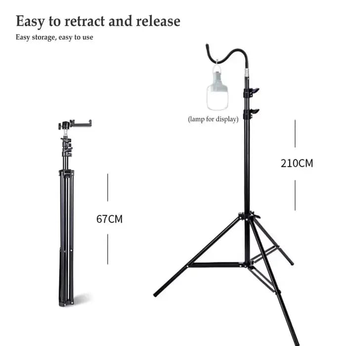 Trépied pliable télescopique de 2 m, support de lampe de sol en aluminium léger réglable, accessoire