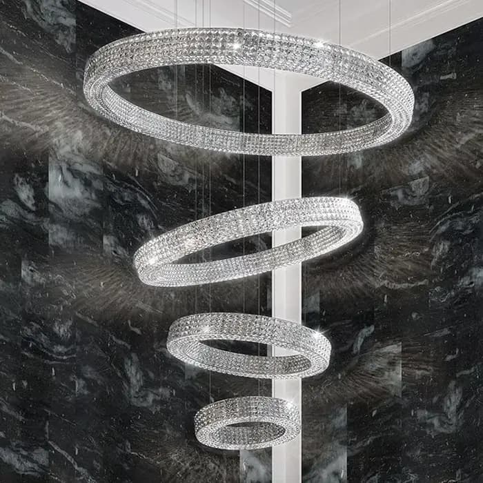 Lustre rond en cristal de luxe postmoderne pour salon, chambre et salle à manger, design personnalis