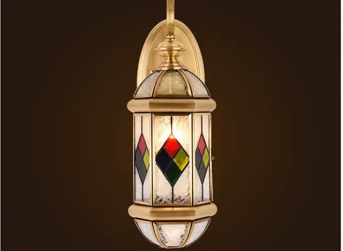 Applique Murale Extérieure en Laiton, Design Américain, en Verre, D20 cm, H44 cm