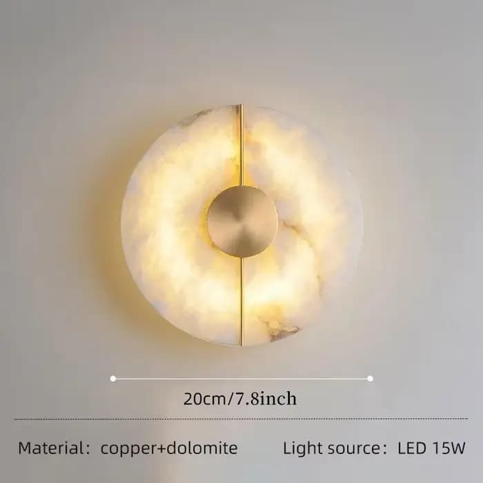 Applique murale ronde moderne en albâtre, applique LED en marbre naturel pour salon, chambre à couch