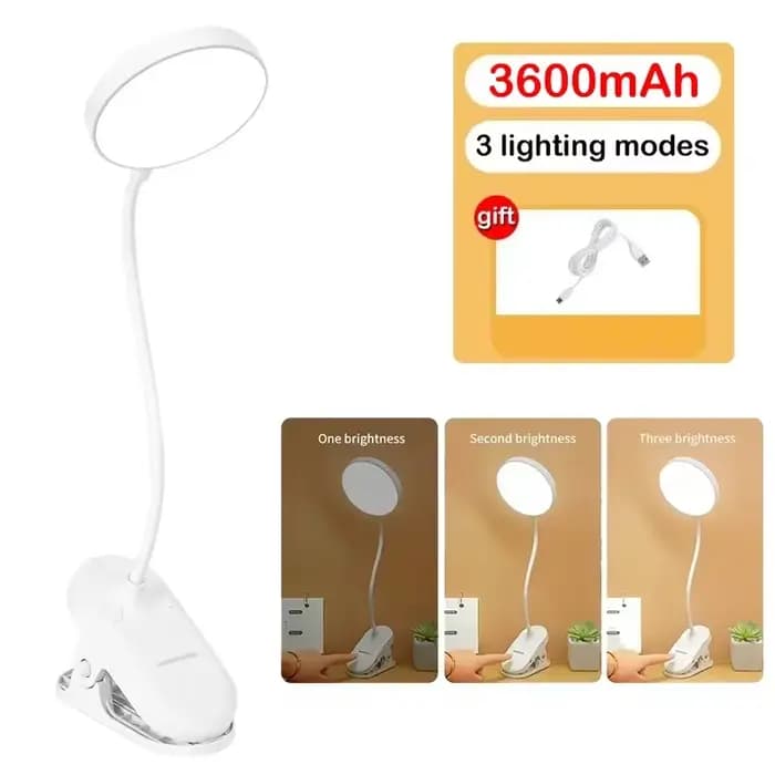 Lampe de Table Led Rechargeable par USB, veilleuse avec pince pliante, support d'étude, lampe de lec