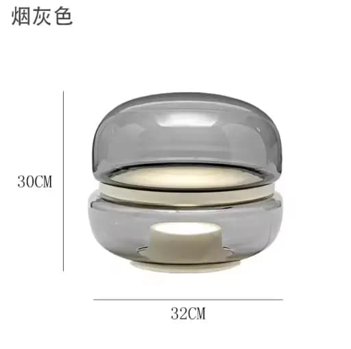 Lampe de table en marbre gris fumé, lampe en verre ambré, veilleuse mignonne, lampe de chambre à cou