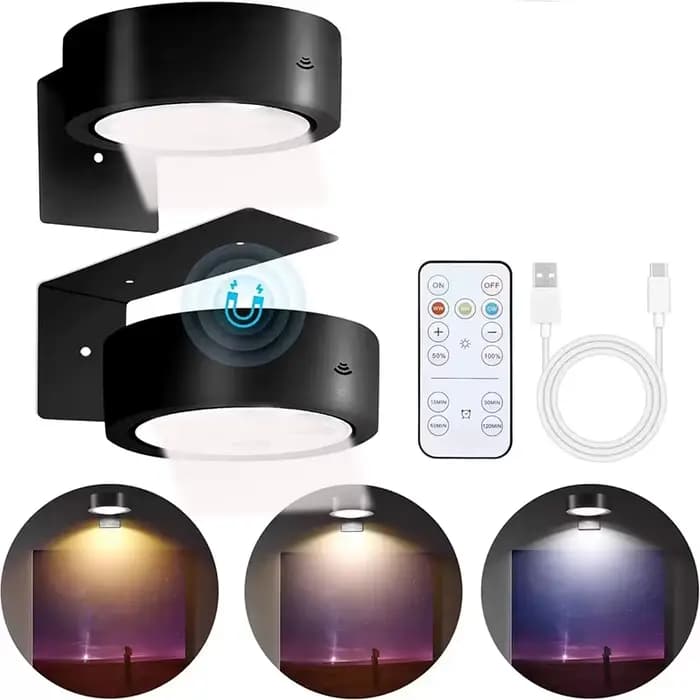 Lampes photo pour mur, 3 couleurs, rechargeables, cadre sans fil, lampe à intensité variable et minu