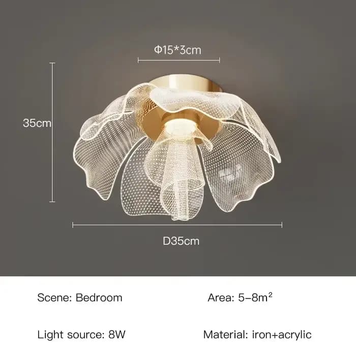 Plafonnier LED simple et luxueux, design floral, lampe en acrylique, éclairage d'étude, chambre à co