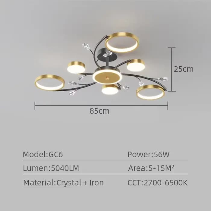 Lustre de plafond de luxe, éclairage domestique, décoration en cristal, luminaire de plafond, téléco