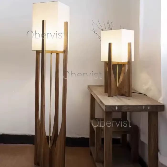 Lampadaire en bois massif de designers nordiques – Lampe sur pied en bois pour salon, chambre, canap