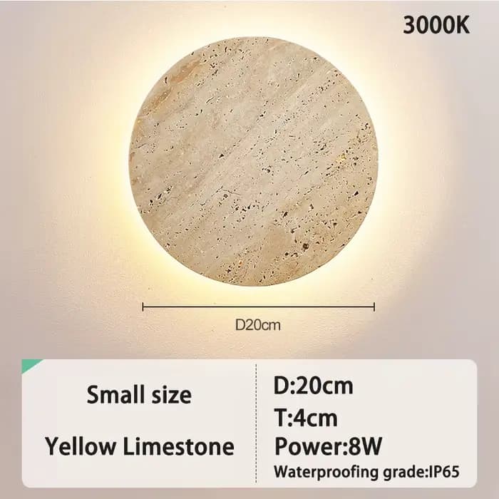 Applique murale d'extérieur étanche, lampe créative en pierre naturelle travertin jaune, antirouille