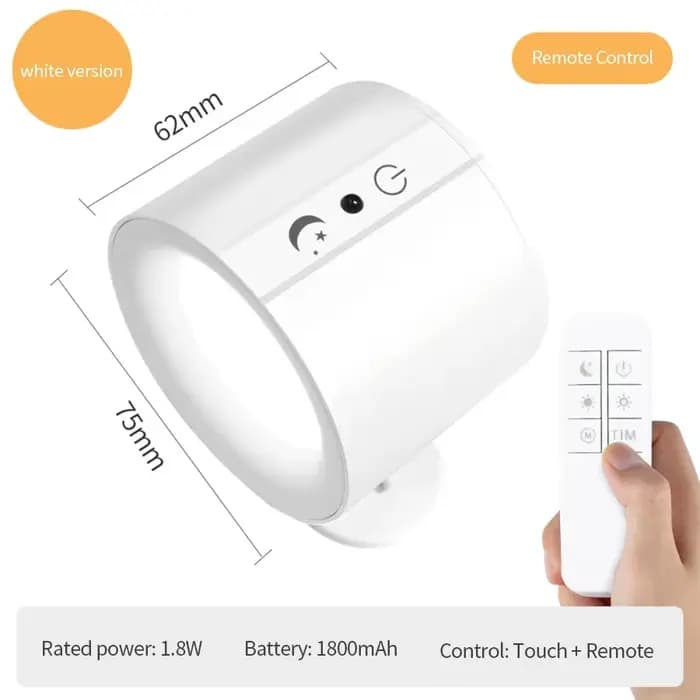Appliques murales LED à double tête avec télécommande tactile, rotatives à 360°, 3 modes de couleur,