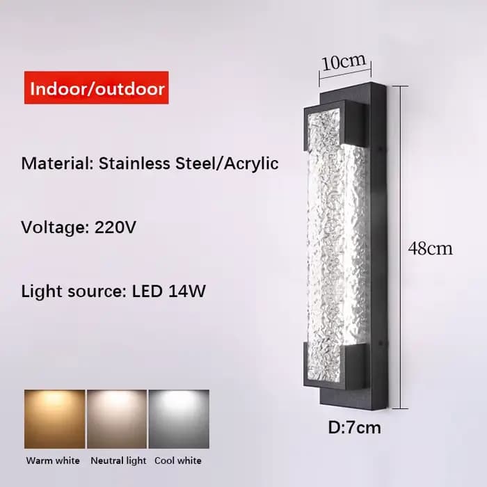 Applique Murale d'Extérieur Moderne en Acier Inoxydable, Lampe de Jardin, Longue Bande, Étanche, Lum