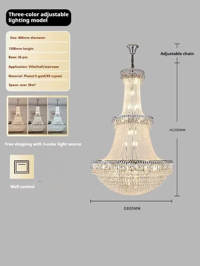 Lustre en cristal LED de style français de luxe pour la décoration de la maison, villas, salons, hôt