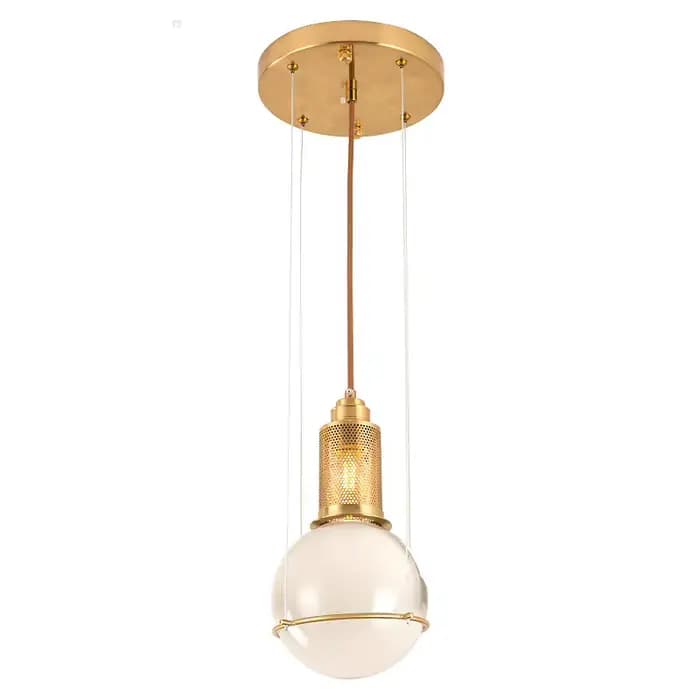 Suspension boule de verre post-moderne, designer nordique, lampe en laiton, restaurant, salle à mang