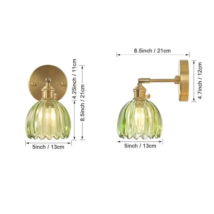 Applique Murale Rétro Nordique en Verre Floral, Lampe Murale Moderne Simple pour Chambre à Coucher,